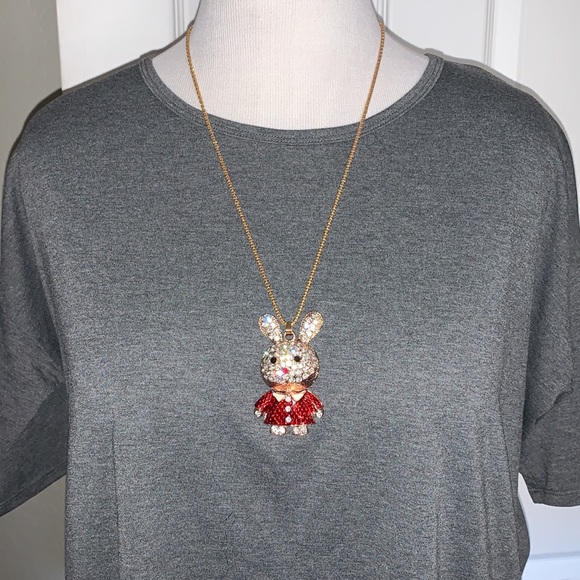 Betsey Johnson rhinestone Bunny necklace - Picture 3 of 5